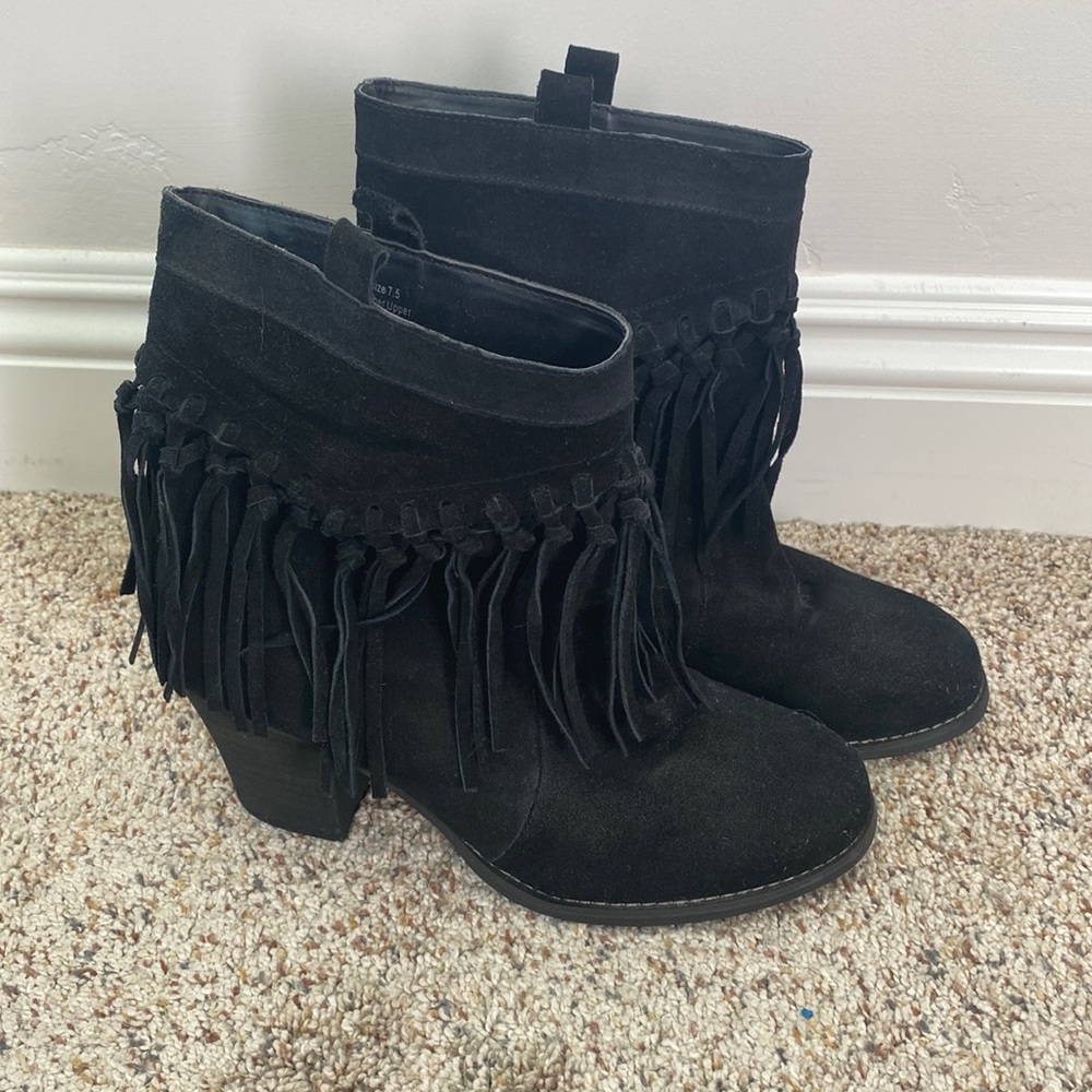 Black Suede Booties. Worn Only Once - image 1